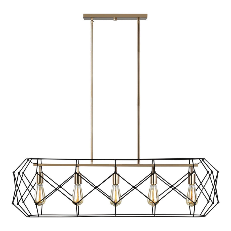 Zarra 5-Light Linear Pendant in Satin Brass