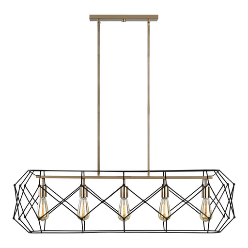 Zarra 5-Light Linear Pendant in Satin Brass