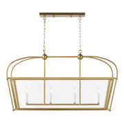 Charleston 4-Light 46" Linear Lantern Pendant in Satin Brass
