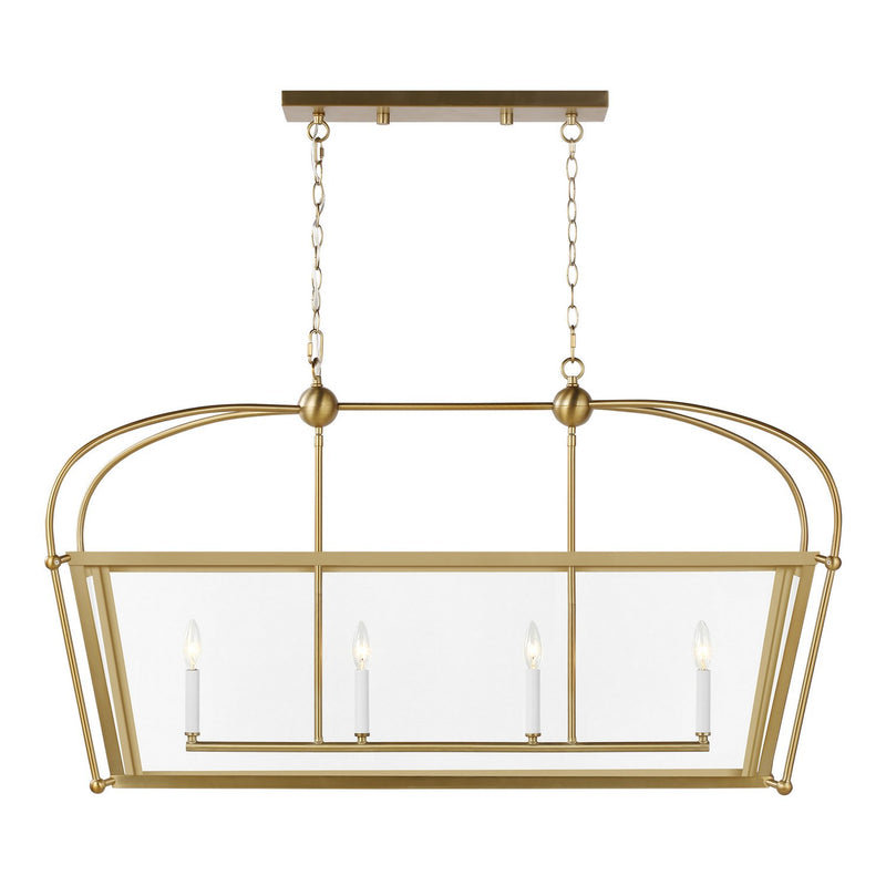 Charleston 4-Light 46" Linear Lantern Pendant in Satin Brass