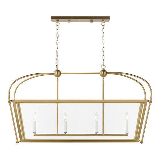 Charleston 4-Light 46" Linear Lantern Pendant in Satin Brass