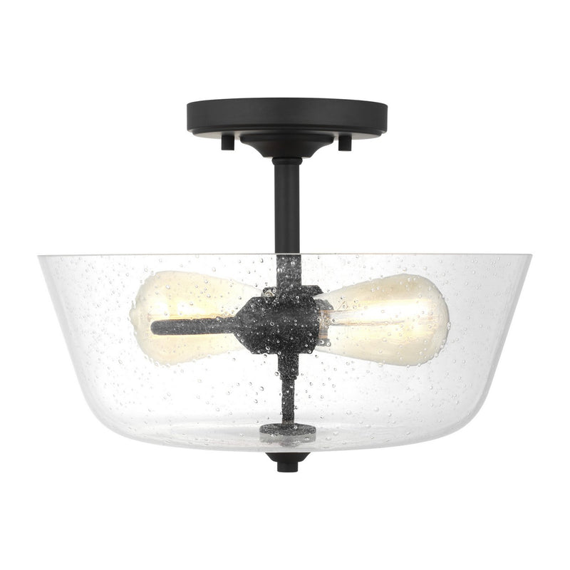 Belton 2-Light Semi-Flush Mount in Midnight Black