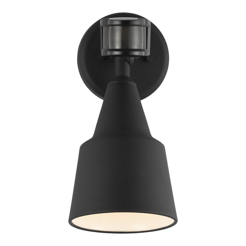 Flood Light Outdoor Wall Sconce with Photo and Motion Sensor in Black