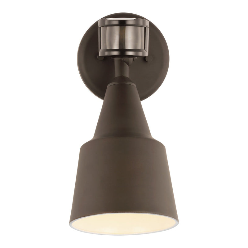 Flood Light Outdoor Wall Sconce with Photo and Motion Sensor in Antique Bronze