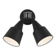 Flood Light Adjustable 2-Light Outdoor Wall Sconce with Sensors in Black