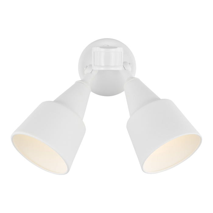 Flood Light Two Light Flood with Photo and Motion Sensor in White