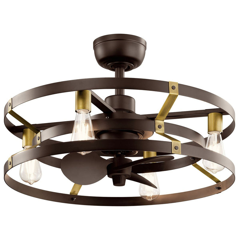 Cavelli 25" Ceiling Fan with Light in Satin Natural Bronze