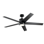 Brahm 56" Ceiling Fan with Light in Satin Black