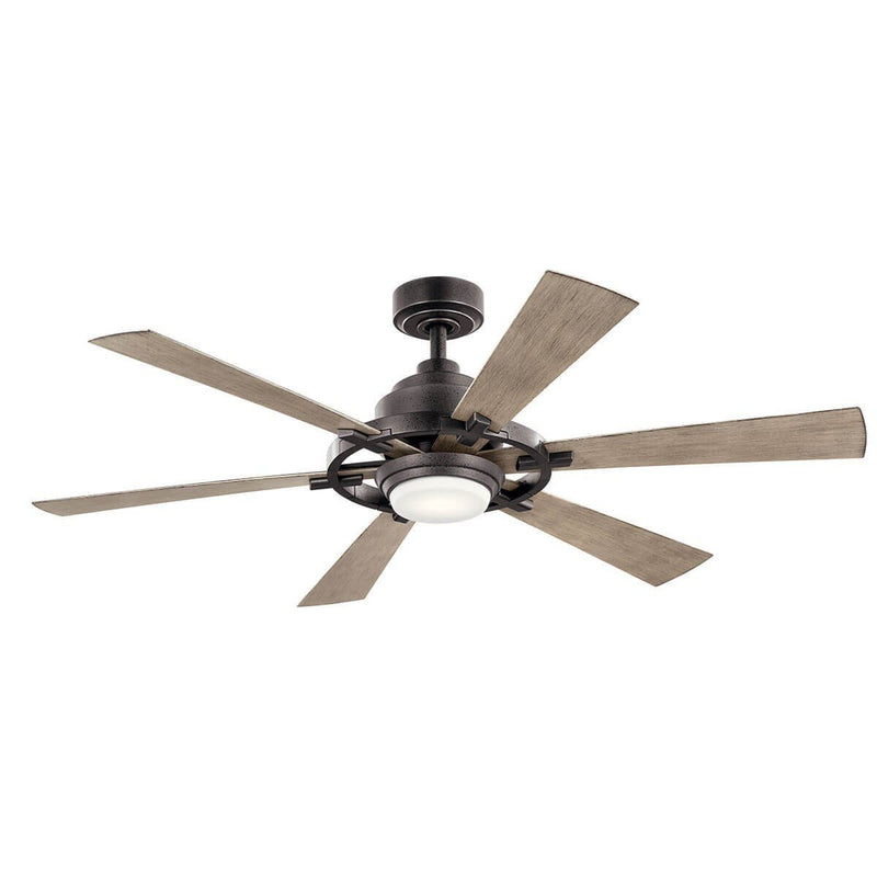 Gentry Lite 52" Outdoor Ceiling Fan with Light in Anvil Iron