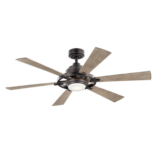 Gentry Lite 52" Outdoor Ceiling Fan with Light in Anvil Iron