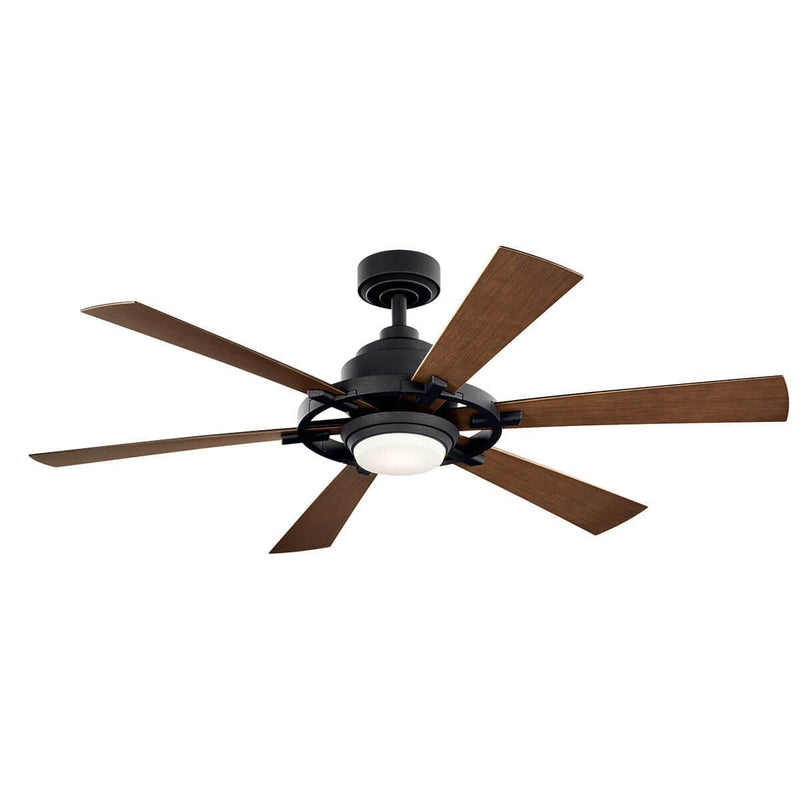 Gentry Lite 52" Outdoor Ceiling Fan with Light in Distressed Black