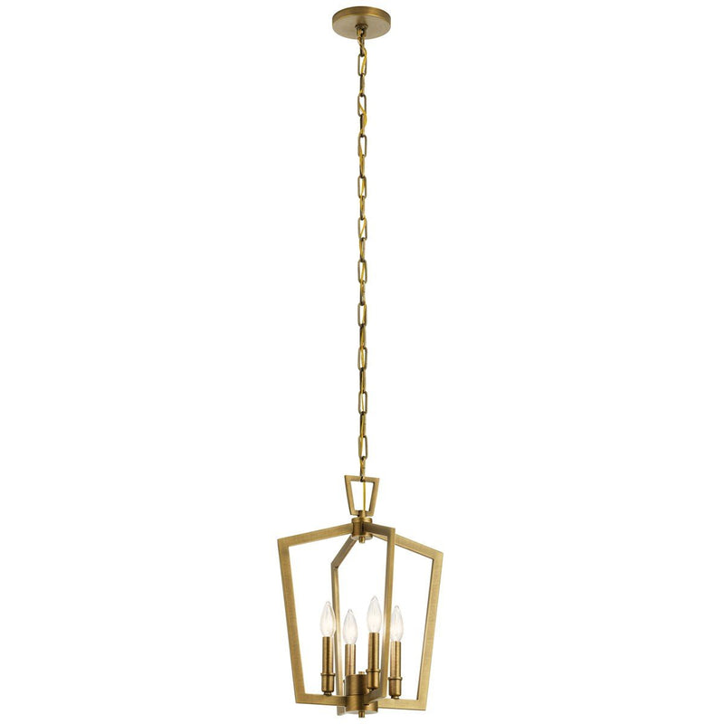 Abbotswell 4-Light Lantern Pendant in Natural Brass