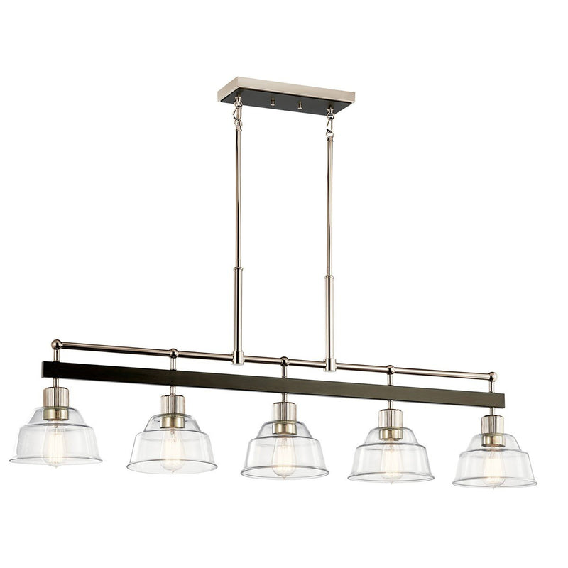 Eastmont 5-Light Linear Chandelier in Polished Nickel