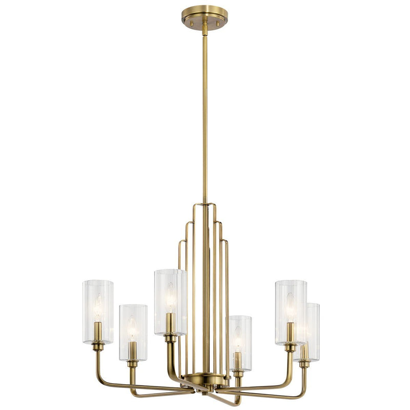 Kimrose 6-Light Chandelier in Brushed Natural Brass