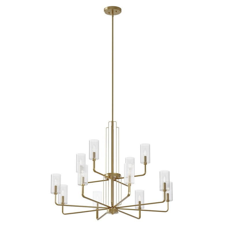 Kimrose 12-Light Chandelier in Brushed Natural Brass