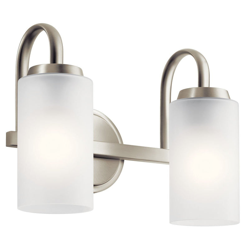 Kennewick 2-Light Bath Vanity Light in Brushed Nickel