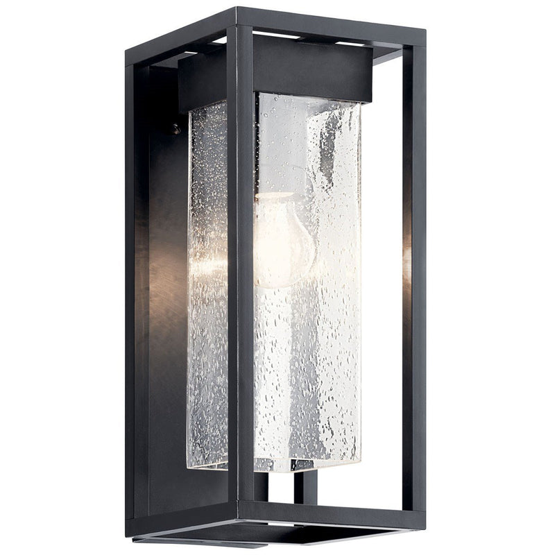 Mercer Medium Outdoor Wall Lantern in Black with Silver Highlights
