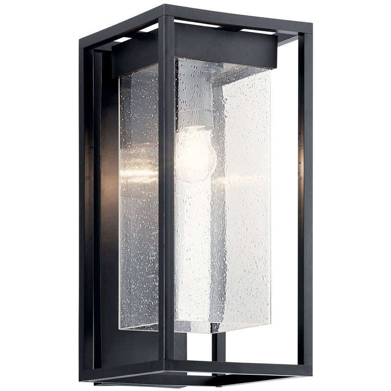 Mercer Large Outdoor Wall Lantern in Black with Silver Highlights