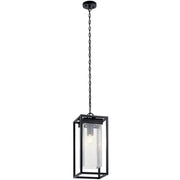 Mercer Outdoor Lantern Pendant in Black with Silver Highlights