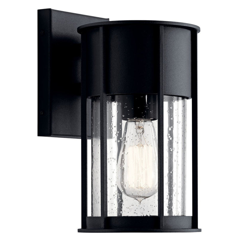Camillo Small Outdoor Wall Lantern in Textured Black