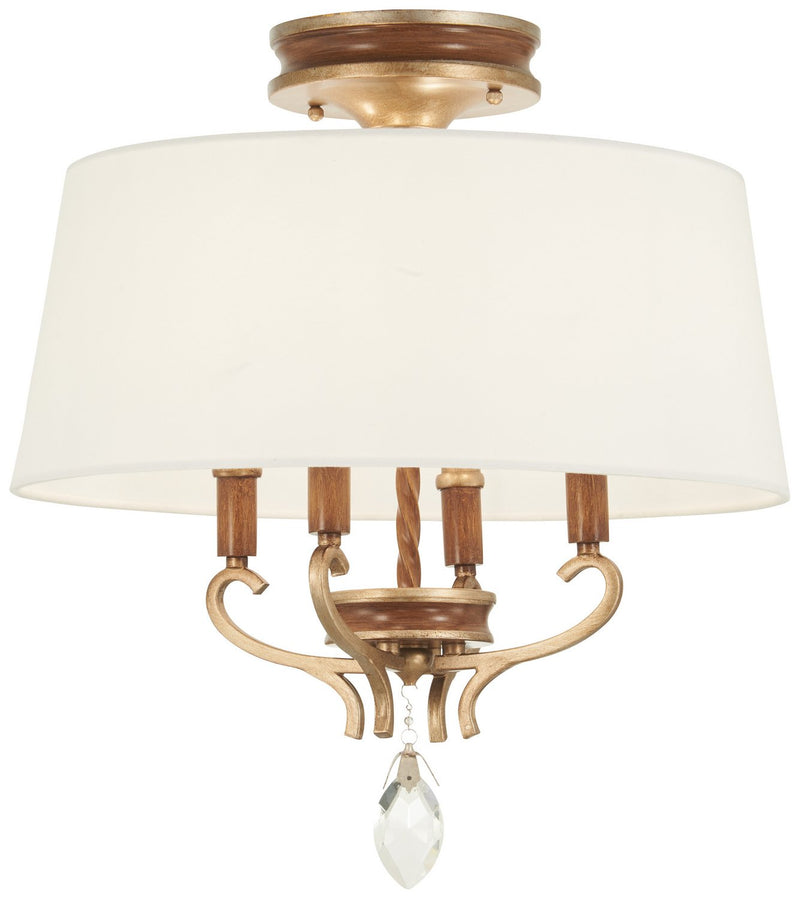 Magnolia Manor 4-Light Semi-Flush Mount in Pale Gold with Distressed Bronze