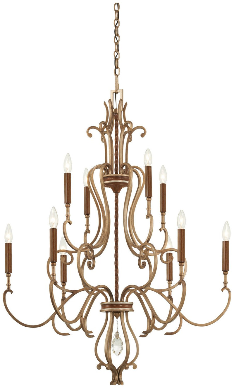 Magnolia Manor 10-Light Chandelier in Pale Gold with Distressed Bronze