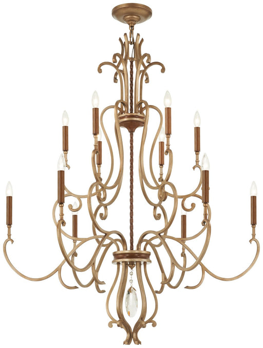 Magnolia Manor 12-Light Chandelier in Pale Gold with Distressed Bronze