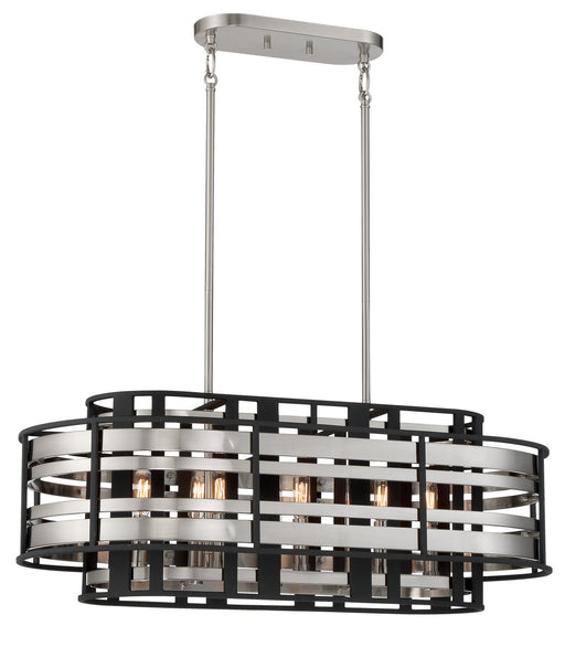 Presten 8-Light Linear Pendant in Brushed Nickle with Sand Coal