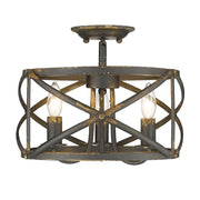 3-Light Semi-Flush Mount in Antique Black Iron - Lamps Expo