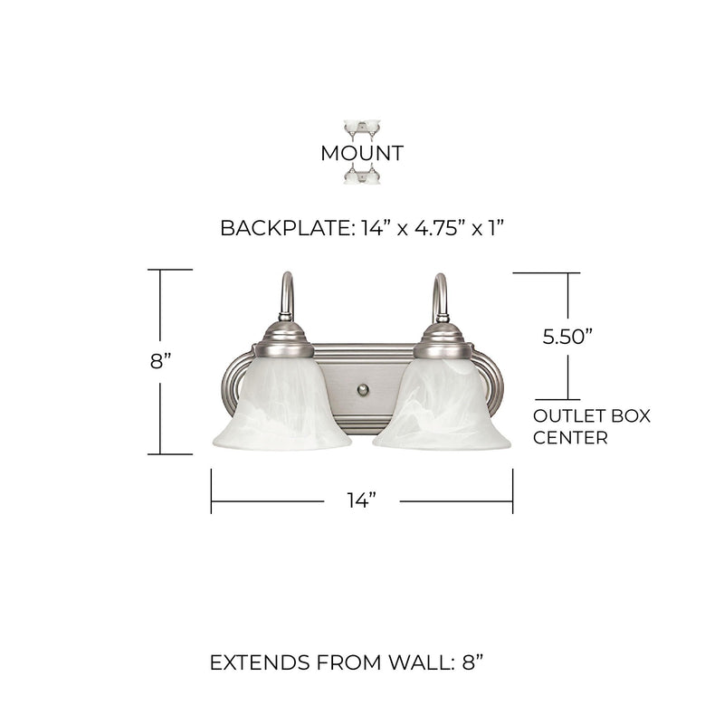 Arthur 2-Light Bath Vanity Light in Matte Nickel