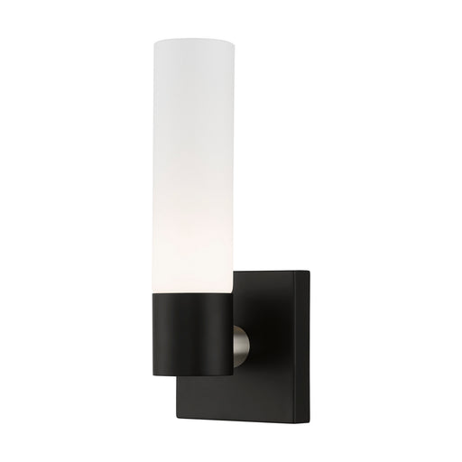 Aero One Light Wall Sconce in Black with Brushed Nickel