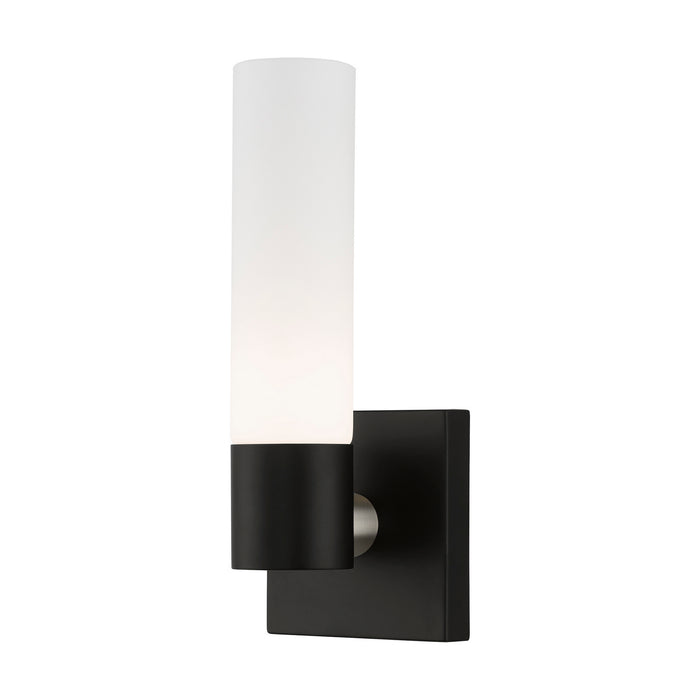 Aero One Light Wall Sconce in Black with Brushed Nickel