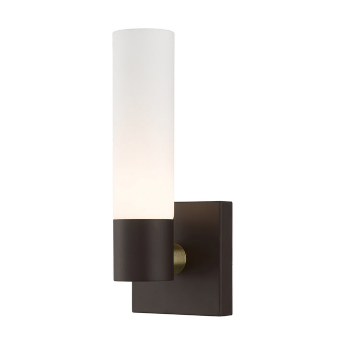Aero One Light Wall Sconce in Bronze with Antique Brass