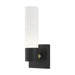 Aero One Light Wall Sconce in Textured Black with Antique Brass