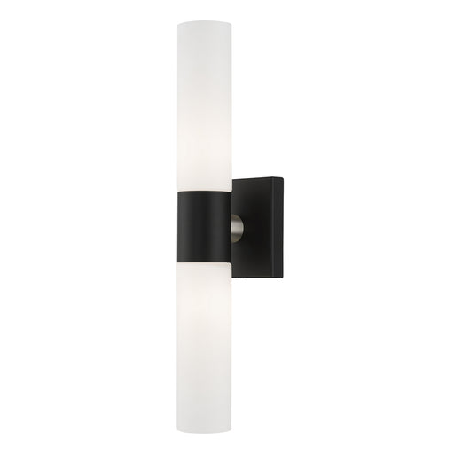 Aero Two Light Vanity in Black with Brushed Nickel