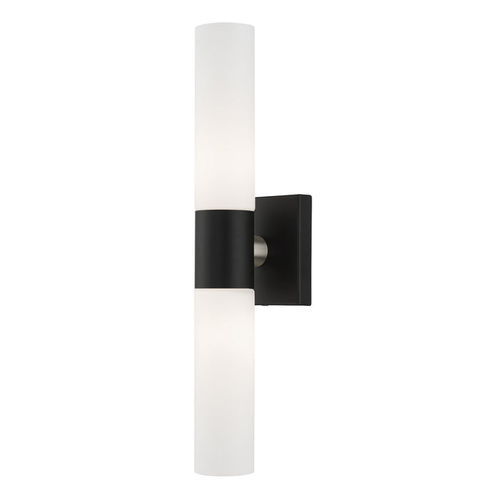 Aero Two Light Vanity in Black with Brushed Nickel