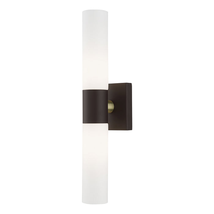 Aero Two Light Vanity in Bronze with Antique Brass
