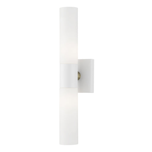 Aero Two Light Vanity in Textured White with Brushed Nickel