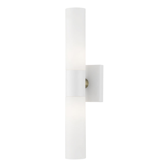 Aero Two Light Vanity in Textured White with Brushed Nickel