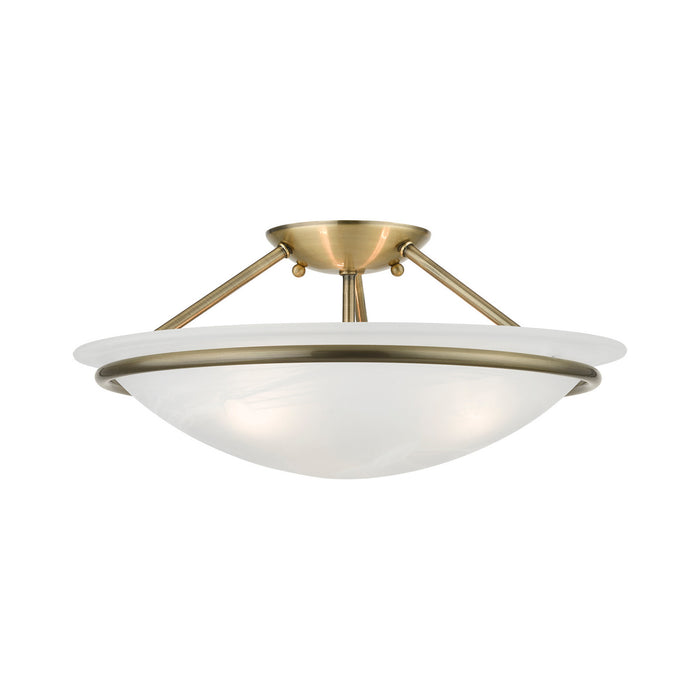 Newburgh Three Light Semi-Flush Mount in Antique Brass