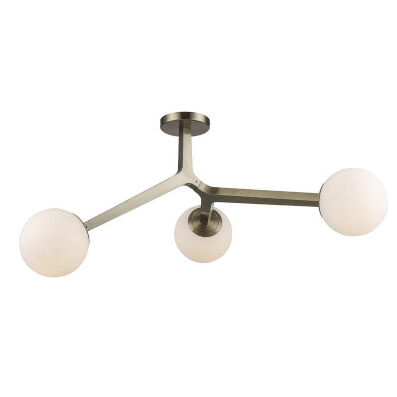 Rebel 3-Light 33" Semi-Flush Mount in Antique Gold