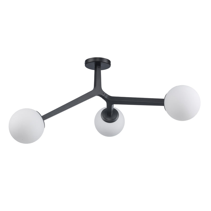 Rebel 3-Light 33" Semi-Flush Mount in Black