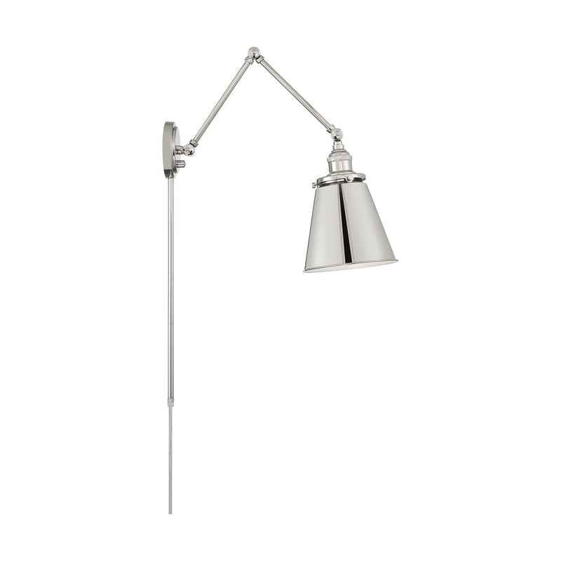 Bayard Plug-In Swing Arm Wall Lamp in Polished Nickel