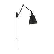 Bayard Plug-In Swing Arm Wall Lamp in Matte Black