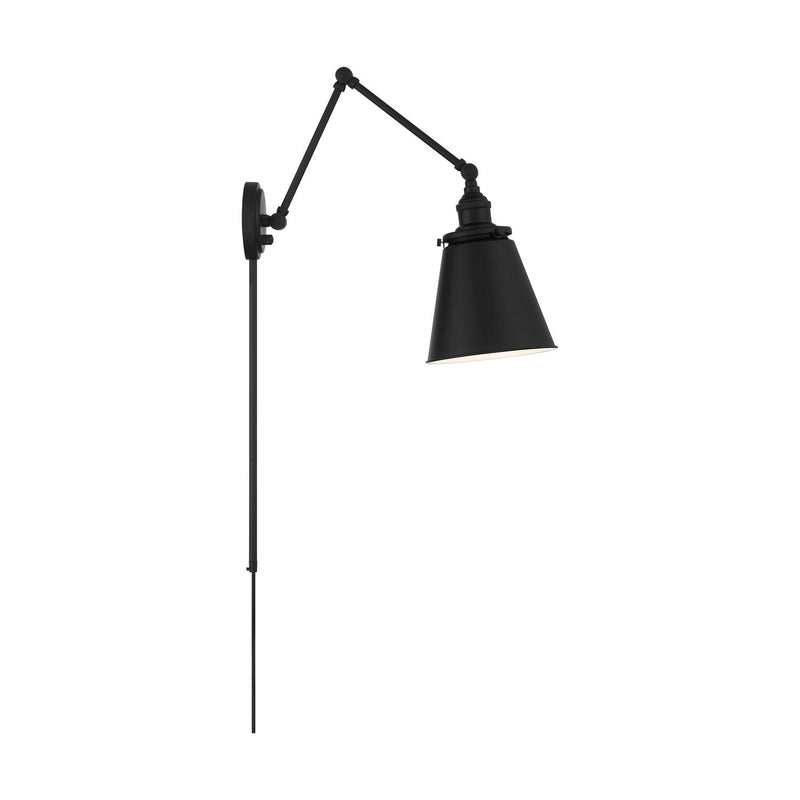 Bayard Plug-In Swing Arm Wall Lamp in Matte Black