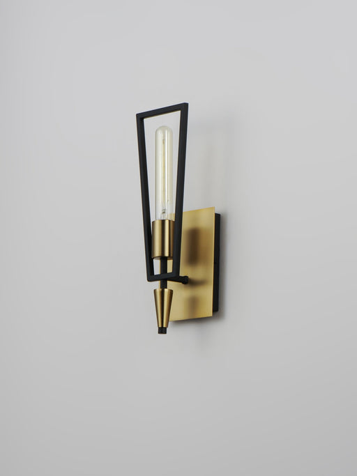 Wings 1 Light Wall Sconce in Black / Satin Brass