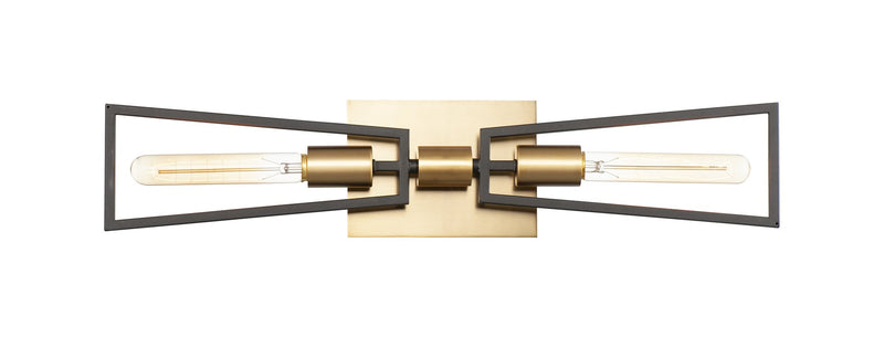 Wings 2 Light Wall Sconce in Black / Satin Brass