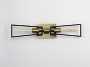 Wings 2 Light Wall Sconce in Black / Satin Brass