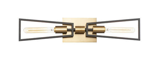 Wings 2 Light Wall Sconce in Black / Satin Brass