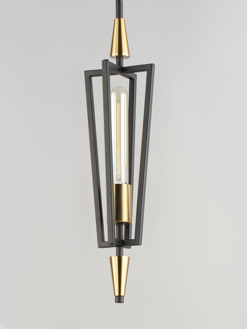 Wings 1 Light Pendant in Black / Satin Brass
